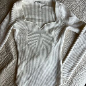 Abercrombie & Fitch Cream ribbed bodysuit